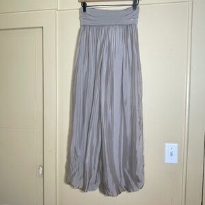 Elegant Gray Women's Wide-Leg Pants